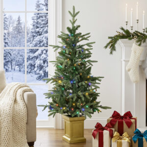 Kunstigt juletræ, 120 cm juletræ med 110 LED-lys, 147 spidser, 2 lysfarver, fjernbetjening