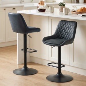 Barstol, køkkenstol, designerstol, højdejusterbar, med fodstøtte, 51 cm x 59 cm x 117 cm, sort