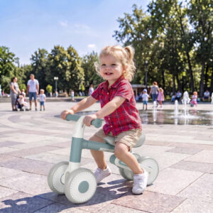 Børne-balancecykel, foldbar, med støjsvage EVA-hjul, højdejusterbart sæde til 1-2 år, blå