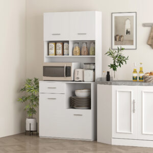 Køkkenskab, Buffet med Skuffe, Soft-Close Låger, 80 x 35 x 180 cm, Hvid